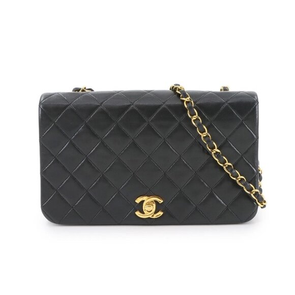 CHANEL Matelasse Chain Shoulder Bag Leather Black Purse 90284802 - Picture 1 of 11